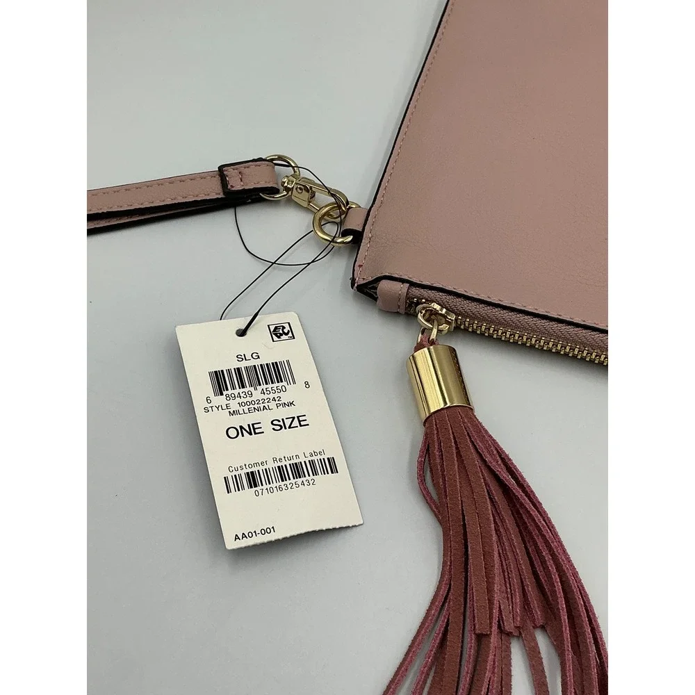 INC‎ International Concepts Wristlet Clutch OS Millennial Pink Tassel 100022242
